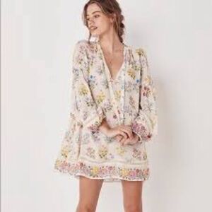 SPELL & THE GYPSY COLLECTIVE POSY LONG SLEEVE MINI DRESS Medium floral boho